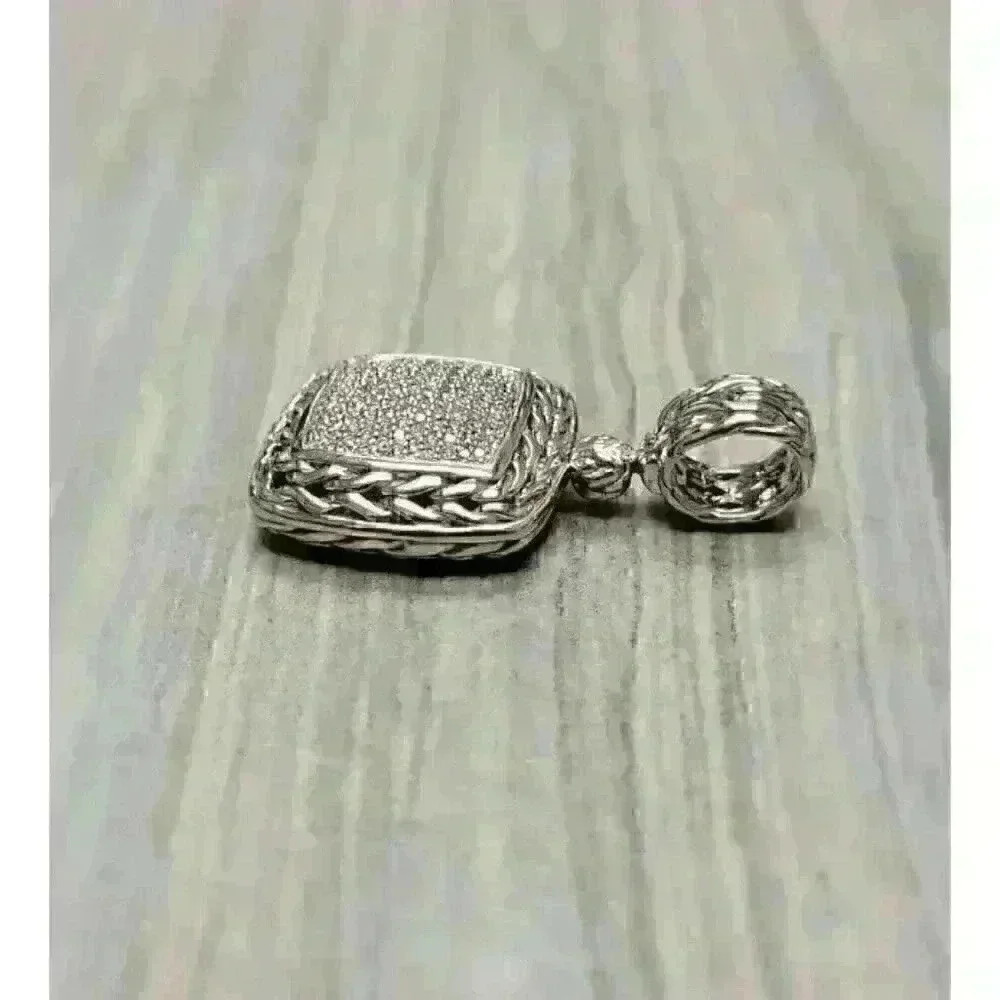 John Hardy Sterling Silver Classic Chain Enhancer with Pave Diamonds - Picture 6 of 8